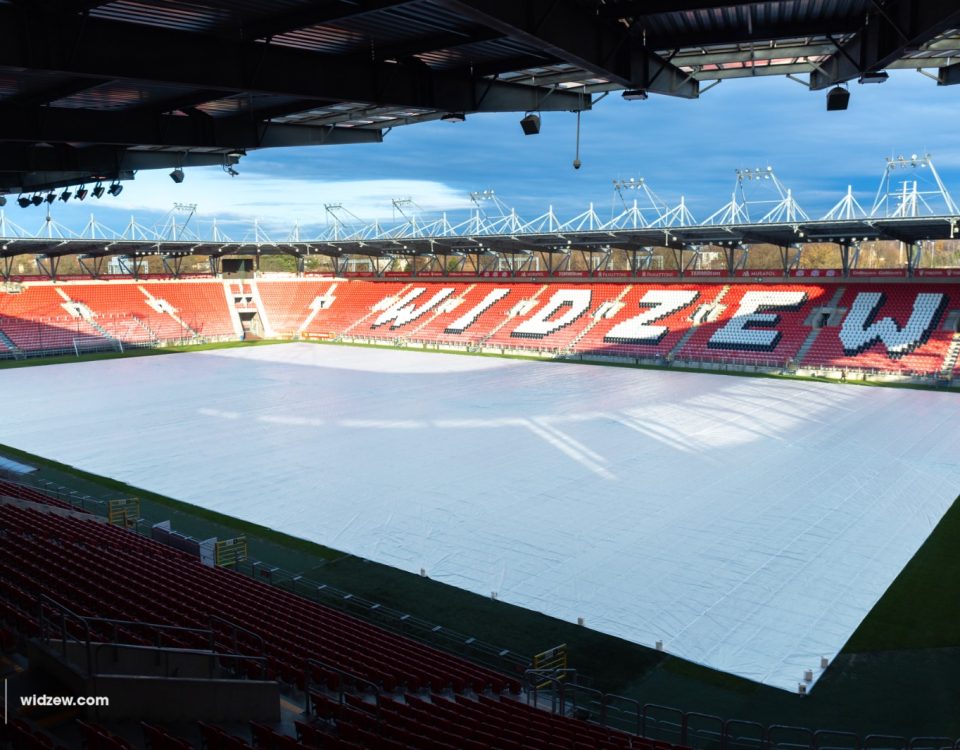 Stadion Widzewa przed meczem z Rakowem