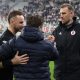 Paweł Raczkowski i Jakub Dziółka, trener ŁKS, przed meczem ŁKS-u na stadionie Króla