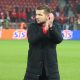 Trener Widzewa Daniel Myśliwiec na stadionie Widzewa