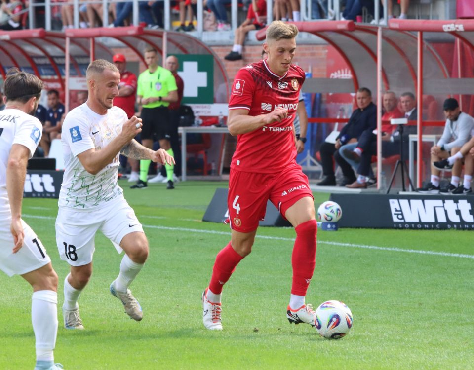 Mateusz Żyro w meczu Widzewa z Zagłębiem Lublin