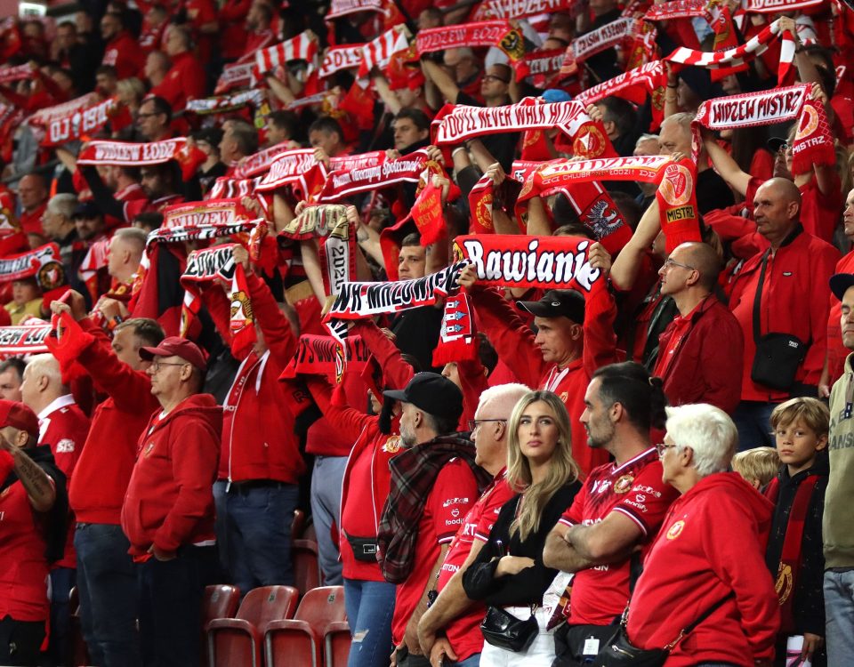 Kibice Widzewa na stadionie Widzewa